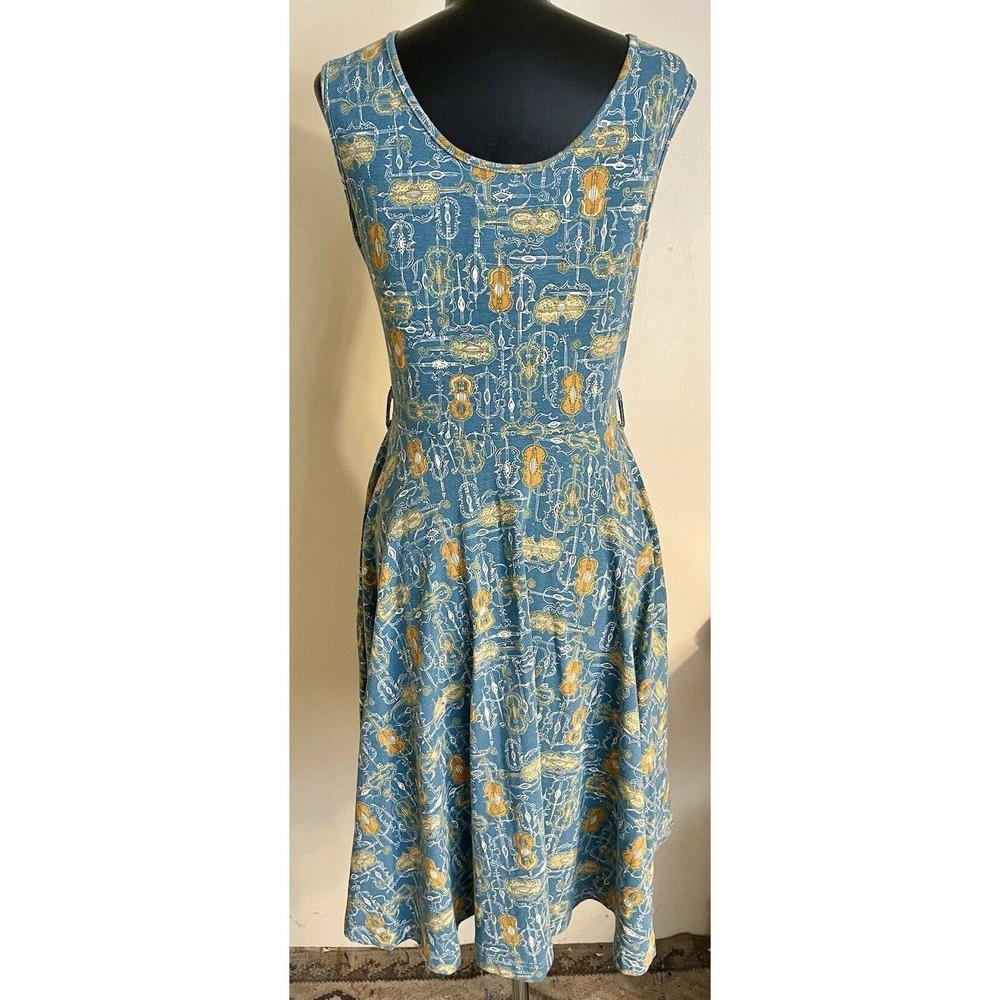 Effie's Heart Teal Blue Floral Keyhole Mini Dress with Mustard Accents - Picture 3 of 6